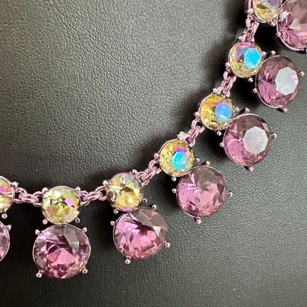 INC International Concepts Purple Double Row Crystal Statement Necklace - NEW - Picture 5 of 9